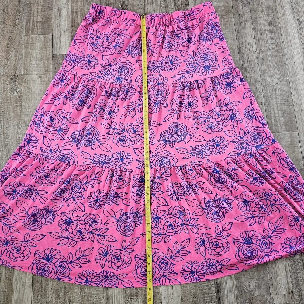 LuLaRoe Plus Size Pink and Blue Floral Maxi Skirt